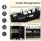 Black Faux Marble TV Stand with Gold Edges, Storage Cabinets and Adjustable Shelves